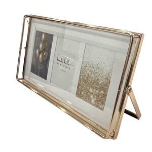 Nicole Miller Gold Desk Frame Elegant Office 3 photos 2.5 x 3.5  Gift Classy NEW